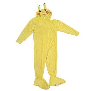 Pokemon Pikachu kids M 7/8 Costume Pajamas Fleece Yellow Hooded Full Body Suit